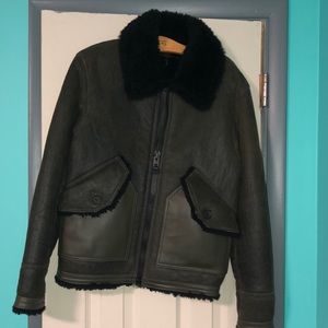 Coach Brown Leather Bomber Jacket